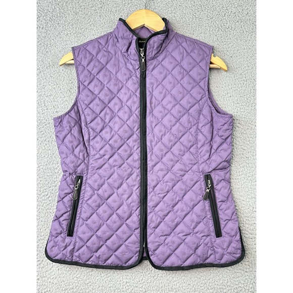 Eddie Bauer Vest Womens Small Purple Goose Down Quilted Full Zip Puffer - Picture 1 of 14